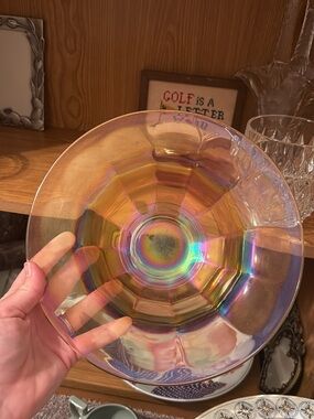 Imperial marigold iridescent wide panel pattern carnival glass bowl
